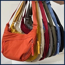 Bolso de hombro de tela suave de moda para mujer color liso estudiante estilo informal grande.