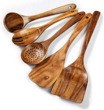 Juego de utensilios de cocina de madera, 5 piezas, juego de espátulas de acacia.