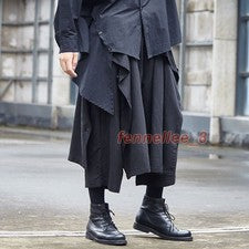 Pantalones de vestir punk gótico japonés pierna ancha holgados pantalones con cordón de gran tamaño