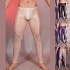 Ropa interior transparente de moda Pantalones largos ajustados para hombre Leggings ultrafinos
