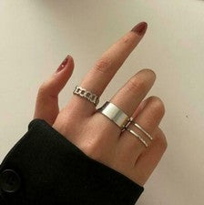 Moda Plata Ajustable Anillos Conjunto de 3 piezas Mujeres Accesorios Anillo Regalo Joyería