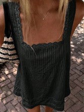 Minivestido de tela tejida monocromática encaje patchwork dobladillo con volantes, mujer casual