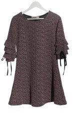 Vestido de punto HOTEL DE VILLE línea A lazo gris claro rosa talla 36