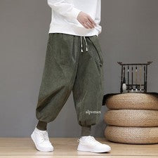 Otoño/Invierno Estilo Chino Para Hombre Pantalones Sueltos Pana Informales Pantalones Talla Grande