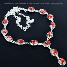 Collar de plata esterlina 925 natural Kingman rojo mohave cobre turquesa joyería