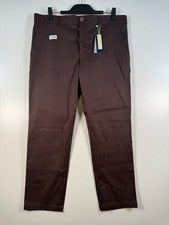 Nuevo con etiquetas Pantalones Chinos Tailor Store Para Hombres Pierna Recta Frente Plano Marrón Talla 37 W