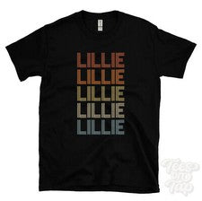 CAMISETA ESTILO RETRO REPETIDA LILLIE Hombre y Mujer Novedad Genial Nombre Regalo