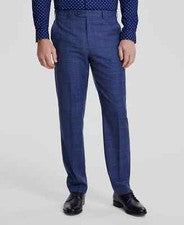 $190. Pantalones de traje Michael Kors para hombre elásticos mezcla de lana azul medio a cuadros 36W 34L