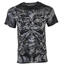 Camiseta para hombre Xtreme Couture By Affliction BIOMECÁNICA gris motociclista S-5XL