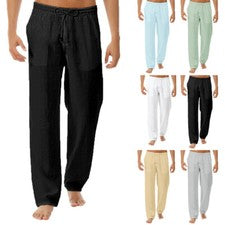 Playa Para Hombres Informales Cordón Pantalones Largos Sueltos Yoga Cintura Suelta Pantalones