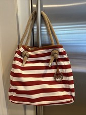Bolso de Hombro Michael Kors Grande a Rayas Marina Lona con Asas de Cuerda