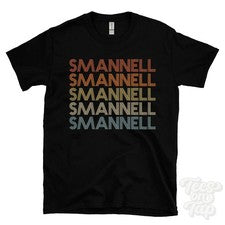 CAMISETA ESTILO RETRO REPETIDO SMANNELL para hombre y mujer Reino Unido top name regalo