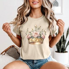 Camiseta Floral Crown Royalty Mujer Gráfica Rosa Estilo Jardín
