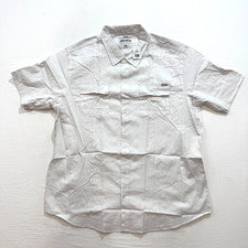 Camisa para hombre Paris Nation con botones color blanco mezcla de lino liso 3XL 4XL