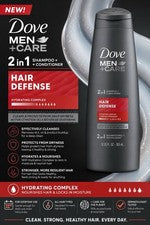 Champú y acondicionador 2 en 1 Dove Men+Care Hair Defense 12 fl oz/355 ml SELLADO