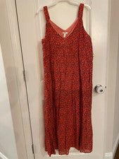 Maxi Vestido para Mujer Joie Sin Mangas en Niveles, 100% Algodón Fácil Cuidado, Rosa de Té Rojo M