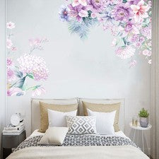 Pegatinas de pared sala de estar peonía púrpura extraíble 1 juego calcomanía de fondo