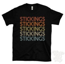 CAMISETA STICKINGS ESTILO RETRO REPETIDO Hombre y Mujer Novedad Genial Nombre Regalo