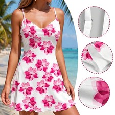 Mini vestido sin mangas con estampado floral entrecruzado y correas finas vestido de moda para mujer