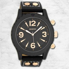 Oozoo Reloj De Pulsera Para Hombre Timepieces Analógico De Cuero Negro UOC6114A