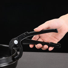 Alicates de aleación de aluminio antideslizantes para sartenes platos pizza negro