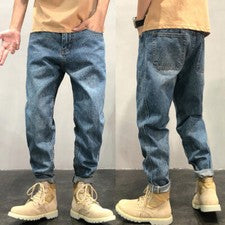 Nuevo Moda Para Hombres Denim Suelto Mono Pantalones Rectos Informales Pantalones Largos Jeans