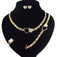 Conjunto Xo de oro collar pulsera anillo pendientes #1