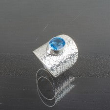Anillo de topacio azul con piedras preciosas 925 anillo de joyería hecho a mano para regalo