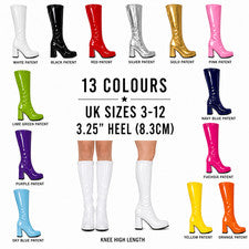 NUEVO MUJER HOMBRE DISFRAZ FIESTA GO GO BOTAS AÑOS 60 70 DISCO RETRO TALLAS UK3-UK12