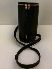 Thacker Bolso Bandolera Cilindro Cuero Negro Anillo de Pulsera Dorado Unisex Festival Concierto