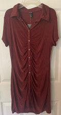 Vestido Wild Fable Para Mujer Grande Rojo Baya Manga Corta Elastizado Cuello NUEVOS ETIQUETAS