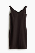 Vestido de jersey sin hombros bodycon marrón oscuro de H&M talla M