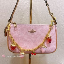 Nuevo con etiquetas Coach CDW31 Nolita 19 en lona exclusiva con dijes dorado/rosa en polvo