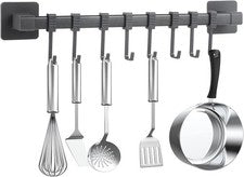 Gancho Cocina Adhesivo Organizador Utensilios Barra 8 Ganchos Sin Taladro