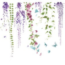 Calcomanías de pared florales de glicinia pegatinas para decoración del hogar de salón extraíbles