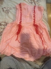 FashionNova Mujer Rosa Mini Vestido Corsé Top Con Lazos Rojos Talla Pequeña Nuevo