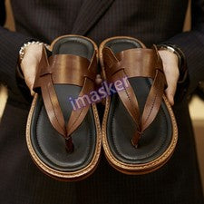 Sandalias chanclas occidentales occidentales occidentales de cuero real informales zapatos planos