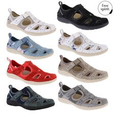 Sandalias Free Spirit para dama de cuero tierra cómodas para caminar con cierre táctil