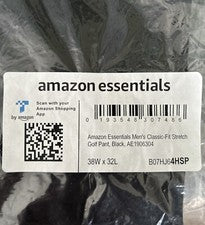Nuevo con etiquetas Pantalón de Golf Amazon Essentials Para Hombre Ajuste Clásico Elástico 38Wx32L, Negro, Nuevo