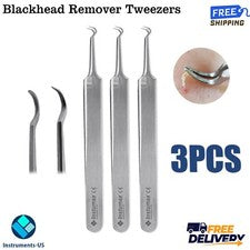 Pinzas removedoras de espinillas acné espinillas extractor de manchas herramienta de clip de aguja curva