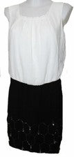 1B) VESTIDO DE VERANO VESTIDO DE TIRANTES VERO MODA CRUDO NEGRO LENTEJUELAS T. M 38 NUEVO