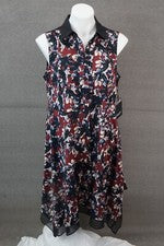 Vestido Vera Wang Para Mujer Grande Calce Y Estilo Botón Delantero Dobladillo Tiburón Sin Cinturón Nuevo Con Etiquetas