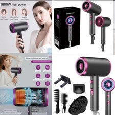 Secador De Pelo Iónico Secado Rápido Cepillo Cuidado Capilar Peine 1800W IÓN
