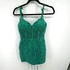 Hermoso Moda Corsé Mini Vestido Floral Con Cordones Pequeño Verde Para Mujer Baile de graduación Fiesta