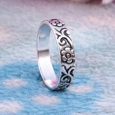 Anillo de plata esterlina 925 estilo flor hecho a mano anillo para el pulgar todos los tamaños SR702