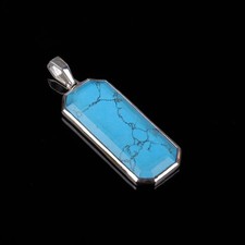 COLLAR COLGANTE TURQUESA NATURAL PLATA ESTERLINA 925 REGALO PARA HOMBRE