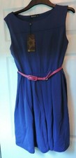 Vestido skater de moda para mujer con cinturón rosa talla UK 14 NH10 NN 20