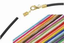 Oro mate - Collar de cinta de seda Roma 3 mm selección de color - VS189 mosquetón 38-100c