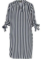 Nuevo vestido suelto de viscosa talla 36 blanco azul oscuro a rayas mujer minivestido