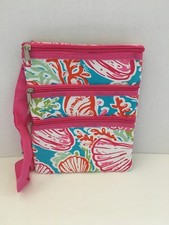 Bandolera para mujer con estampado de conchas marinas rosa muticolor